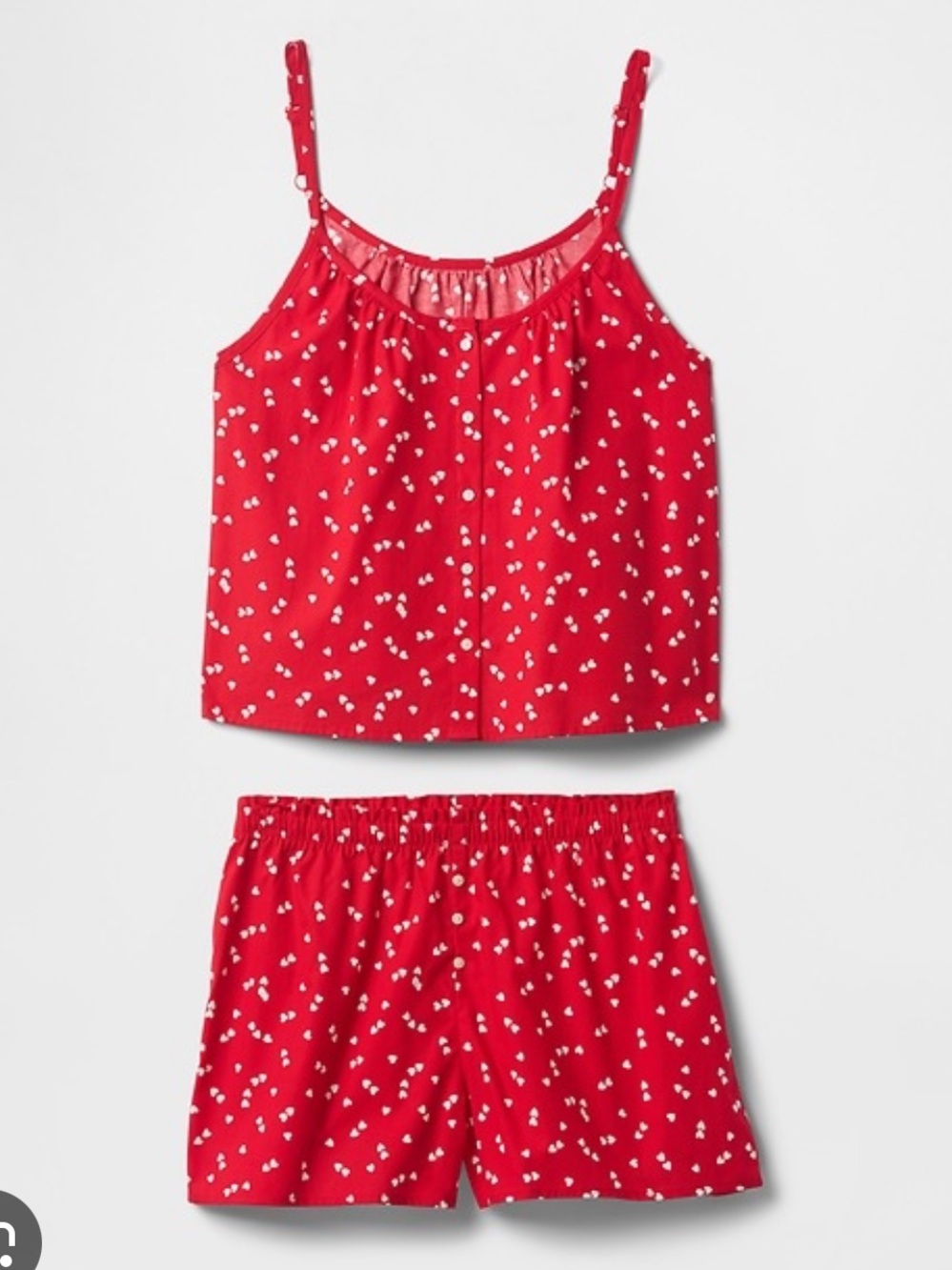 Red Heart-Print Pajama Set - Tank & Shorts